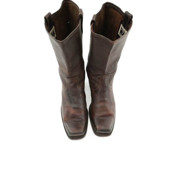 Vintage FRYE Boots Sz. 10 Moto Boots Brown Square Toe Western Engineer Style Boo - Picture 3 of 8